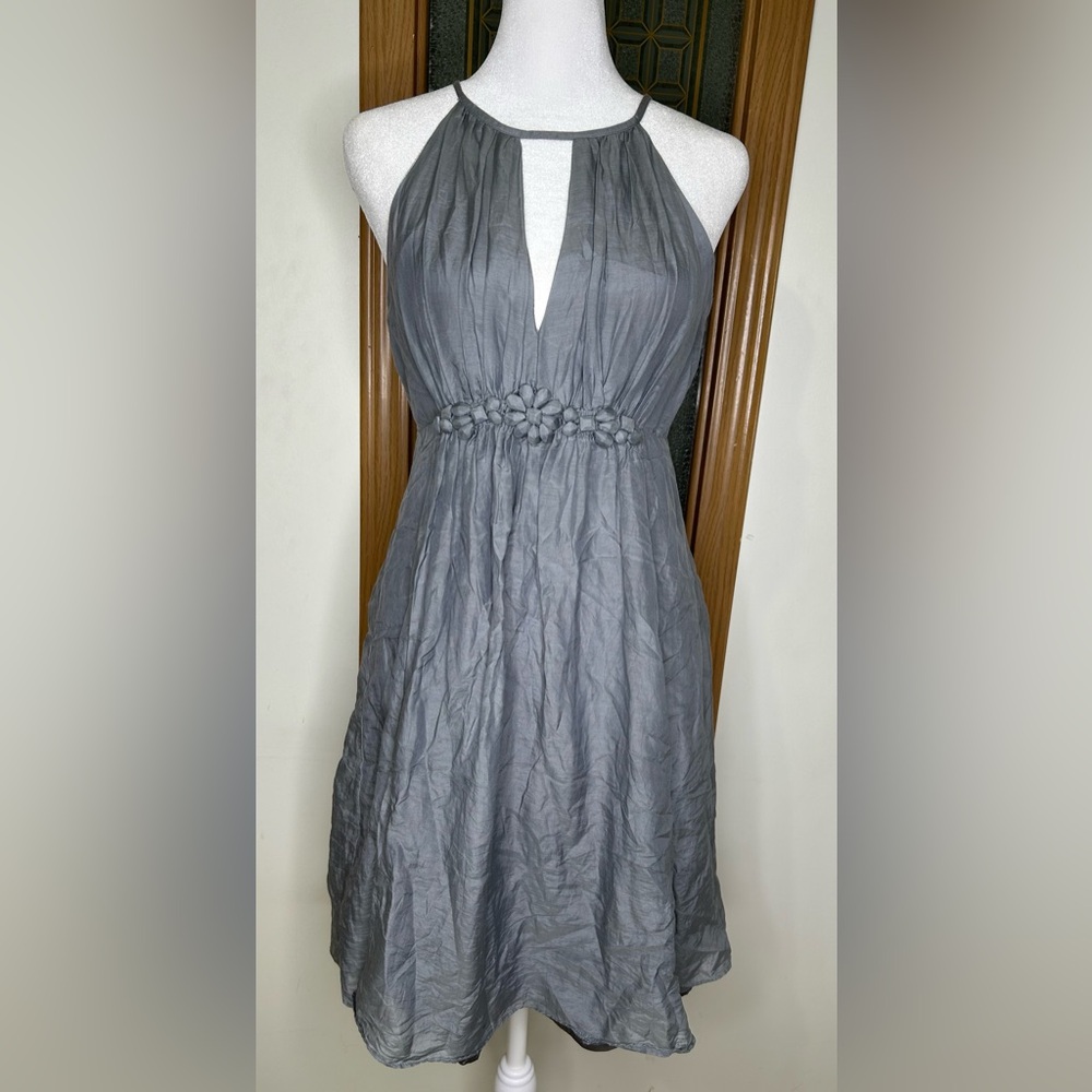 Esley Grey Cocktail Dress Women’s XS/S Bead Waist Open Front Prom Party